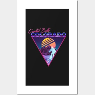 Retro Vaporwave Ski Mountain | Crested Butte Colorado | Shirts, Stickers, and More! Posters and Art